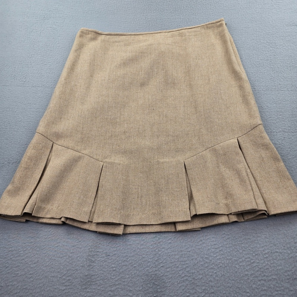 George Designs By Mark Eisen Pencil Skirt Womens 16 Brown Wool Pleated Side Zip